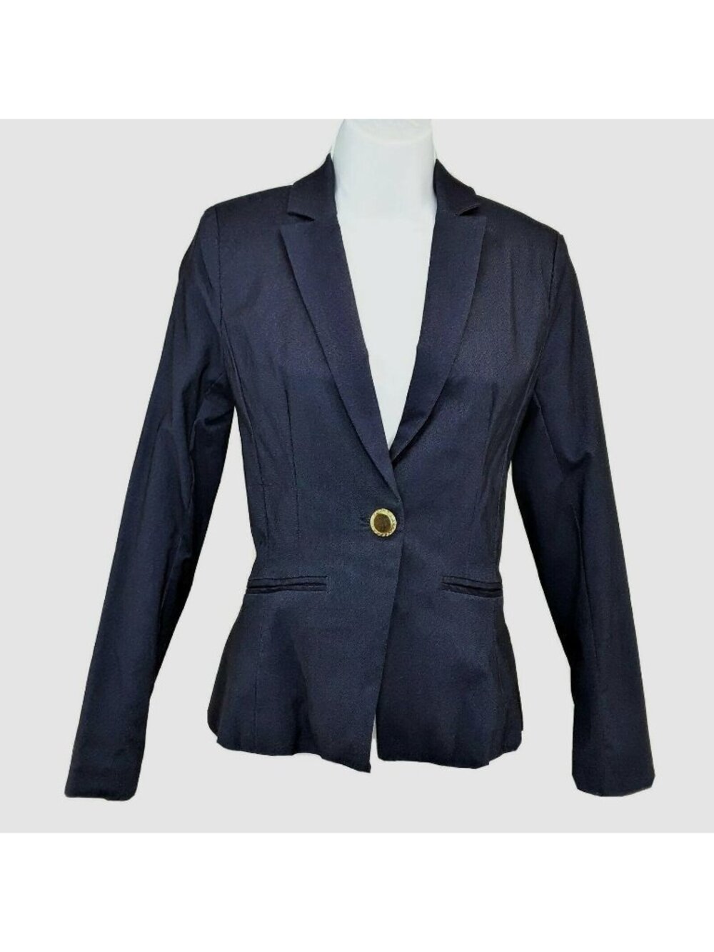 NWT XOXO Indigo Blue Blazer Juniors Size XS Stretchy Boyfriend Jacket Lined